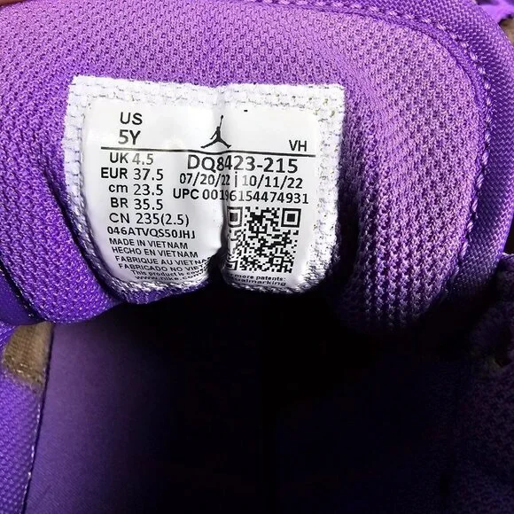 Nike Air Jordan 1 Mid GS Shoes Mocha Brown / Purple DQ8423-215 Size 5Y / 6.5W - Picture 6 of 10